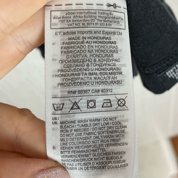 Adidas Spell Out Short Sleeve Block Letter Graphic Tee Black & White Size Medium - Picture 10 of 12